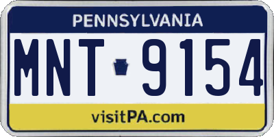 PA license plate MNT9154