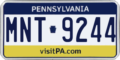 PA license plate MNT9244