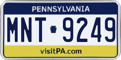 PA license plate MNT9249