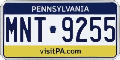 PA license plate MNT9255
