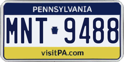 PA license plate MNT9488