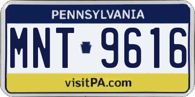 PA license plate MNT9616