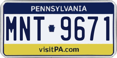 PA license plate MNT9671
