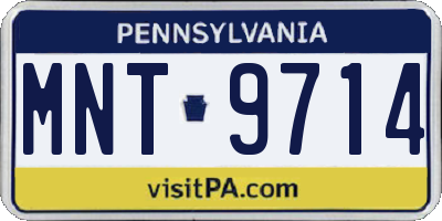 PA license plate MNT9714