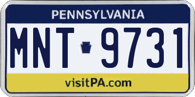 PA license plate MNT9731