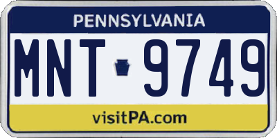 PA license plate MNT9749