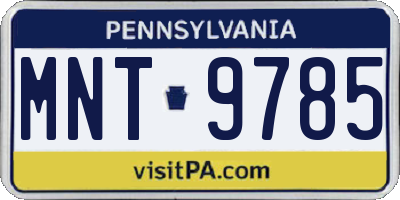 PA license plate MNT9785