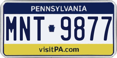 PA license plate MNT9877