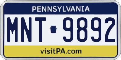 PA license plate MNT9892