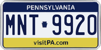 PA license plate MNT9920