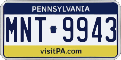 PA license plate MNT9943