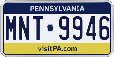 PA license plate MNT9946