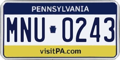 PA license plate MNU0243