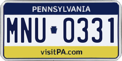 PA license plate MNU0331