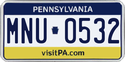 PA license plate MNU0532