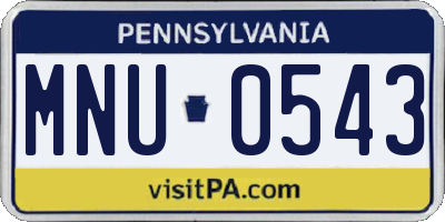 PA license plate MNU0543