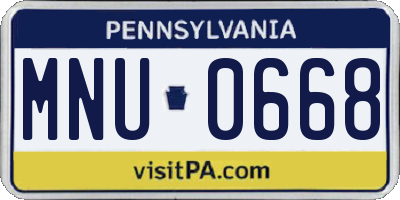 PA license plate MNU0668