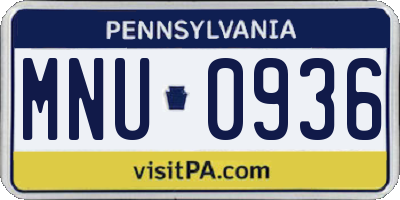 PA license plate MNU0936