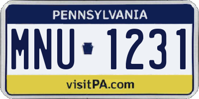 PA license plate MNU1231