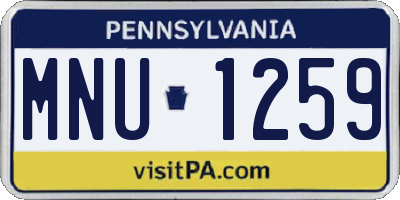 PA license plate MNU1259