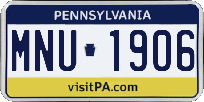PA license plate MNU1906