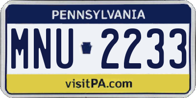PA license plate MNU2233