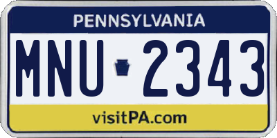 PA license plate MNU2343