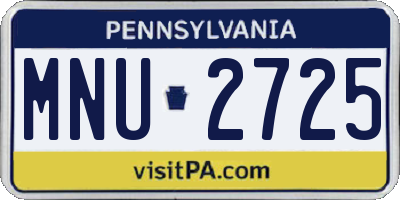 PA license plate MNU2725