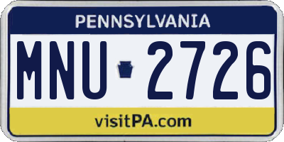PA license plate MNU2726