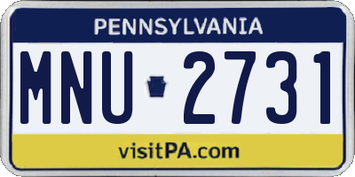 PA license plate MNU2731