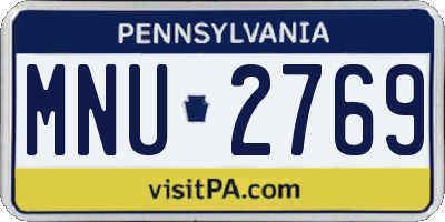 PA license plate MNU2769