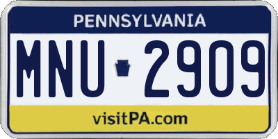 PA license plate MNU2909