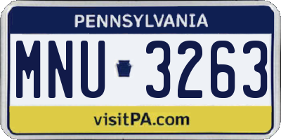 PA license plate MNU3263