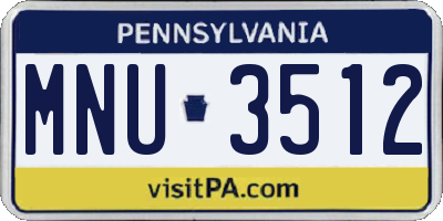 PA license plate MNU3512