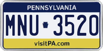 PA license plate MNU3520
