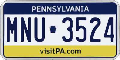 PA license plate MNU3524
