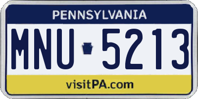 PA license plate MNU5213