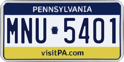 PA license plate MNU5401