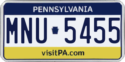 PA license plate MNU5455