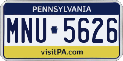 PA license plate MNU5626