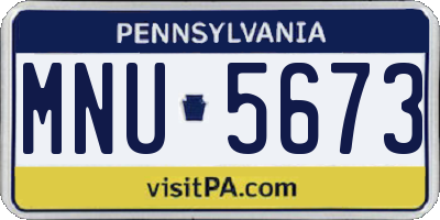 PA license plate MNU5673