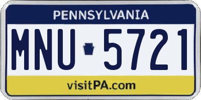 PA license plate MNU5721