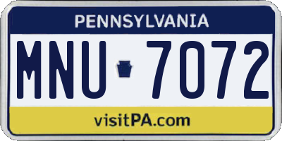 PA license plate MNU7072