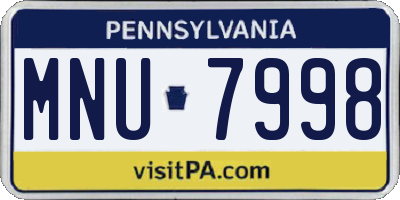 PA license plate MNU7998