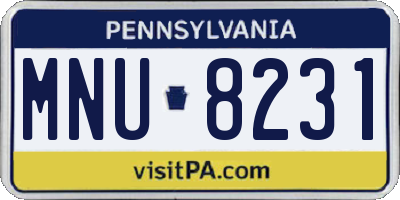 PA license plate MNU8231