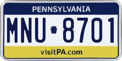 PA license plate MNU8701