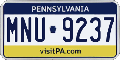 PA license plate MNU9237
