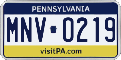 PA license plate MNV0219