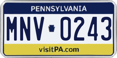 PA license plate MNV0243