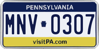 PA license plate MNV0307